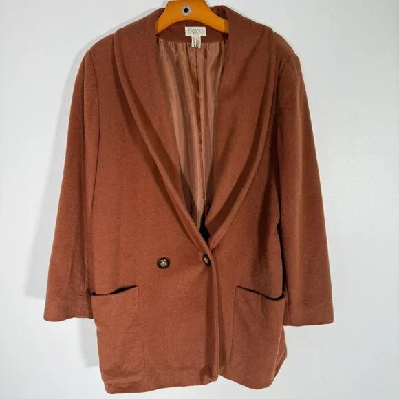 Vintage Dejac Saks-Jandel Wool Angora Cashmere Blazer Coal Old Money Luxury L - Picture 2 of 10